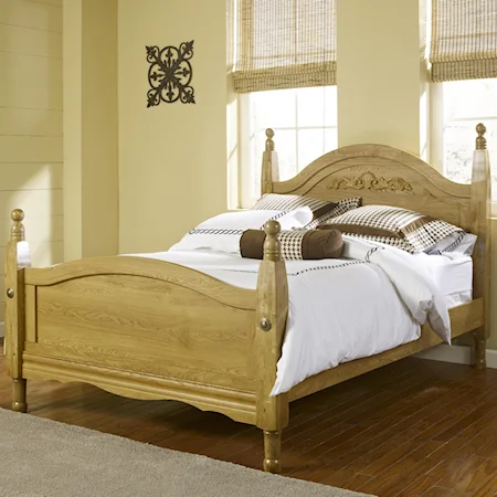 King Wood Post Bed with Decorative Applique